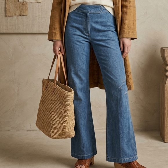 Tristan & Iseut Denim - Tristan & Isolde 100% Cotton Flare Jeans Boho Indie High Rise Size 10